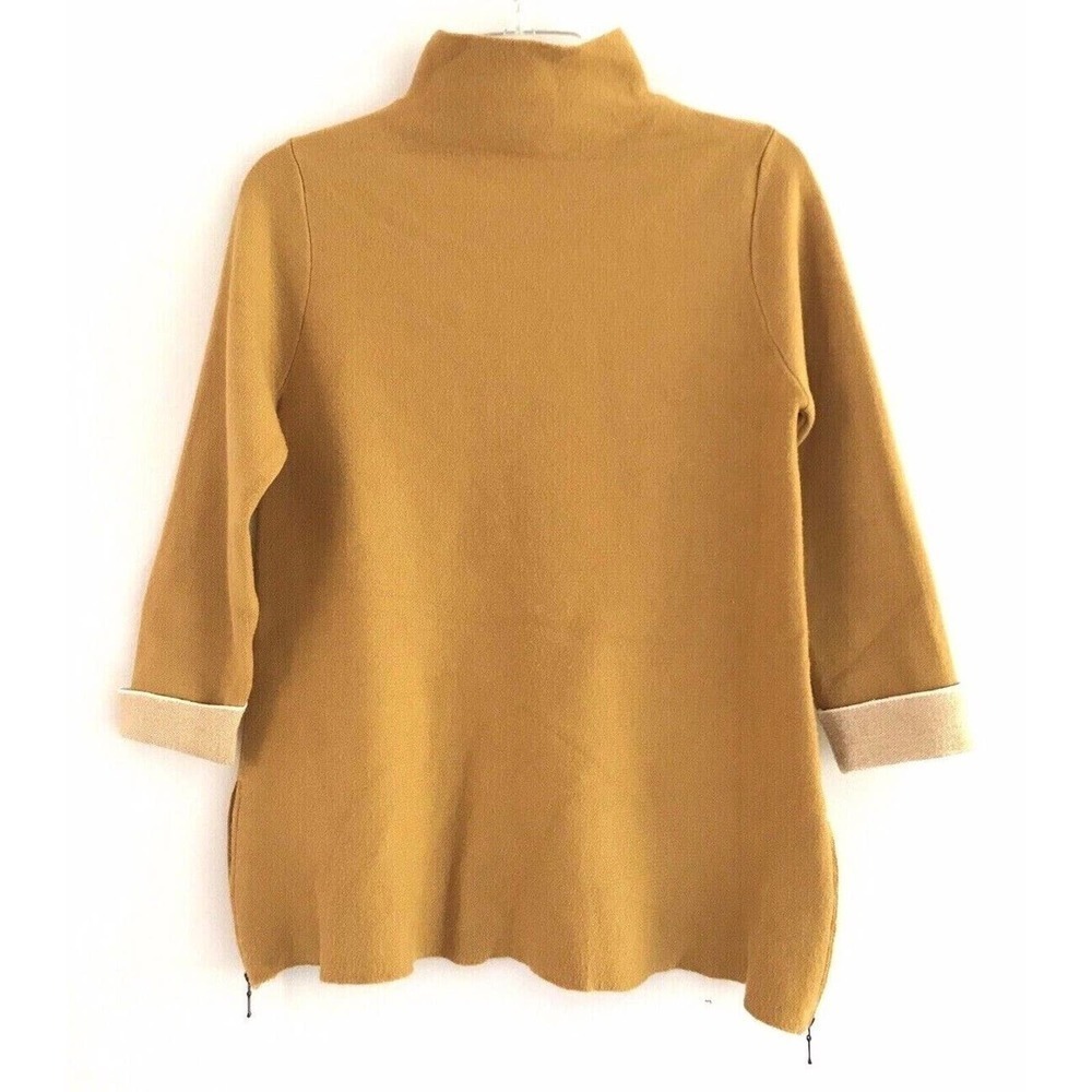 Tahari | Side Zip Funnel High Neck Sweater Size M Medium Yellow Pullover Top